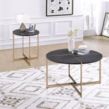 ZUN Black and Champagne Round Coffee Table B062P181383