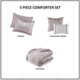 5 Piece Crinkle Velvet Comforter Set Blush King/Cal King B035P148352
