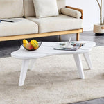 ZUN Modern minimalist white imitation marble tabletop coffee table. Solid wood spray painted desk legs, W1151P165879