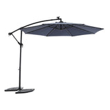 10ft Solar LED Offset Hanging Market Patio Umbrella W640140292