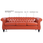 ZUN 84.65" Rolled Arm Chesterfield 3 Seater Sofa W68056682