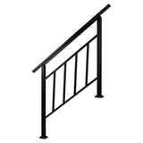 Matte Black Outdoor 3 Level Iron Handrail 18782841
