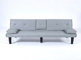 The 67-inch light gray PVC multi-functional sofa bed, with a foldable and cup holder design, makes W3371P354627