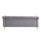 Chesterfield Velvet Sofa 84.65 inch for Living Room Light Grey Color W579P326878