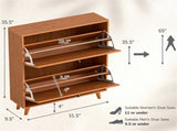 Narrow Shoe Cabinet with 2 Flip Drawers, Slim Freestanding Shoe Storage Cabinet with Adjustable 46507125