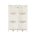 ZUN Room Divider with Shelves, 4 Panel White Room Divider, Room Dividers and Folding Privacy Screens, 19192899