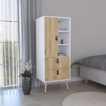 ZUN Huna Tall Dresser, Unit with Door, 2 Drawers, and Open Shelves B200P173201