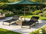 Black 2 Folding Chaise Lounge Pool Chairs for Poolside Tanning, Pillow, Breathable Mesh 82103397