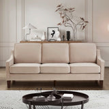 Modern 3 Person seat Sofa Couch with Scooped Armrest/Wood legs,Upholstered Velvet 3-seat Sofa with W2186P143473