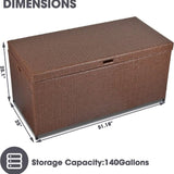 ZUN Factory Wholesale Brown 140 Gallon Rattan Patio Storage Boxes Outdoor Waterproof Garden Box For Pool W1828P151792