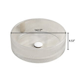 SONNY 14'' Bathroom Round Crystal Glass Sink without Faucet, Transparent W2615P318240