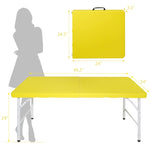 ZUN 4ft Yellow Portable Folding Table Indoor&Outdoor Maximum Weight 135KG Foldable Table for Camping 64401046