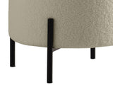 Beige and Matte Black Round Upholstered Ottoman B062P145506