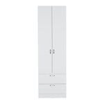 ZUN Vico 76" High Armoire Wardrove Closet with 2 Drawers, Double Door Cabinet , One Shelf and Hanging B200P188838