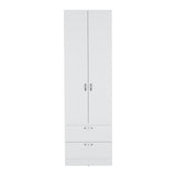 ZUN Vico 76" High Armoire Wardrove Closet with 2 Drawers, Double Door Cabinet , One Shelf and Hanging B200P188838