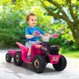 6V Kids Electric ATV, Toddler Ride on Car with Trailer, Music, Bluetooth Power Display for Boys W2181P160390