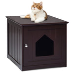 ZUN 20"Brown Wooden Cat Litter Box End Table 65700048