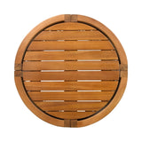 16.9" Acacia Wood Outdoor Side Table - Handwoven Rope Accent Boho Patio Table with All-Weather N767P314934A