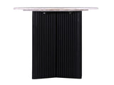 Luxurious Round Mable Topped Pedestal Side/End Table, Living Room Accent Table, White/Black B011P216672