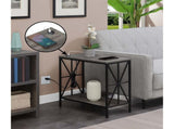 Chairside End Table with Charging Station and Shelf, Weathered Gray/Black 73742135