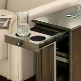 ZUN Modern Transitional Design 1pc Side Table / Storage Cabinet Gray Color USB Outlet B011P191197