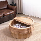 Round Wooden Coffee Table with Hidden Storage - 30.3" Modern Rustic Centerpiece for Living Room , W2729P270752