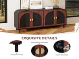 Vintage Arched Sideboard Cabinet with Gold Half-Moon Handle, MDF Storage Cabinet with Adjustable W688P389191