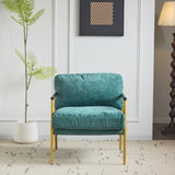 27.56" Modern Accent Chair with Plush Cushions, Minimalist Metal Frame, and Wooden Armrest Design N767P215306Z