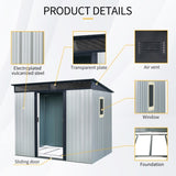 8 ft x 6 ft Outdoor Metal Storage Shed with Window and Transparent plate for Garden, Lawn W540P185323
