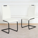 Modern White PU dining chair living room chair upholstered chair, black metal chair leg design, W210P199091