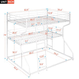 Full XL over Twin XL over Queen Size Triple Bunk Bed with Long and Short Ladder,White 42648528