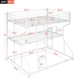 ZUN Full XL over Twin XL over Queen Size Triple Bunk Bed with Long and Short Ladder,White 42648528