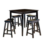ZUN Black Finish 18-inch Height Saddle Seat Stools Set of 2pc Solid Wood Casual Dining Home Furniture B01151974