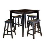 Black Finish 29-inch Bar Height Stools Set of 2pc Saddle Seat Solid Wood Casual Dining Home B01151976