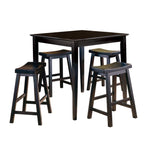 ZUN Black Finish 24-inch Counter Height Stools Set of 2pc Saddle Seat Solid Wood Casual Dining Home B01151975