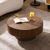 Round Wood 30.51 inch Coffee table for Living Room Table Walnut Suitable for Bedroom, Living Room, W3081P315307