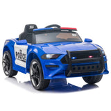 ZUN 12V Kids Ride On Car ,Police sports car,2.4GHZ Remote Control,LED Lights,Siren,Microphone,Blue 33746800