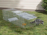 32" Live Animal Cage Trap, Heavy Duty Folding Raccoon Trap, Humane Cat Trap with Handle, Silver 79770301