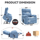 ZUN Blue Heat Massage Dual Motor Infinite Position Up to 350 LBS Large Electric Power Lift Recliners W1803P264051