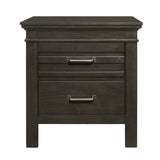 Transitional Bedroom 1pc Nightstand of Center Glides Drawers Charcoal Gray Finish Bed Side Table B01151369