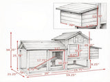 59" Backyard Wooden Chicken Cage Outdoor Poultry Habitat with 2 Doors, Nesting Box & Detachable 49901563