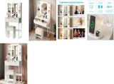 White particleboard with a melamine finish, 2 drawers, 4 shelves, a dressing table set with 10 05199813