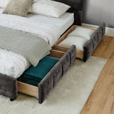 King Size Upholstered Bed ,comfortable upholstered bed frame, Chenille fabric, with headboard and W487P235314