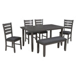 ZUN Dining Room Table and Chairs with Bench, Rustic Wood Dining Set, Set of 6 75170532