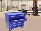 5 DRAWERS MULTIFUNCTIONAL TOOL CART WITH WHEELS-BLUE 43010145