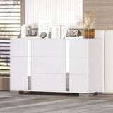 Elegant Modern Dresser with Metal Handle,Mirrored Storage Cabinet with 6 Drawers for Bedroom,Living WF319354AAK