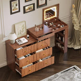 Vanity Desk with Mirror and Lights, Makeup Vanity Table with Flip-Top Tabletop and Storage 7 N733P279096H
