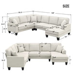 ZUN [New] 108*85.5" Modern U Shape Sectional Sofa, 7 Seat Fabric Sectional Sofa Set 60782446