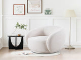 Swivel Accent Chair, Boucle Fabric Upholstered Barrel Chair, Single Sofa Single Armchair for Living W2664P407030