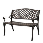 ZUN 40.5" Outdoor Cast Aluminum Bench With Mesh Backrest Seat Surface 24289313